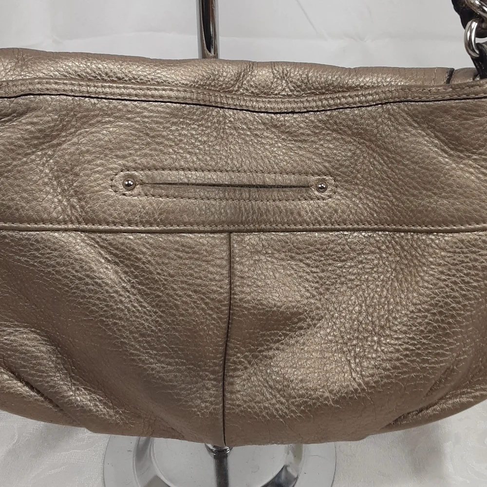 B. Makowsky Gold Metallic Leather Hobo Shoulder Bag.